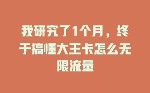 我研究了1个月，终于搞懂大王卡怎么无限流量