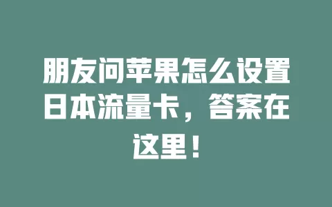 朋友问苹果怎么设置日本流量卡，答案在这里！