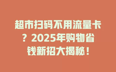 超市扫码不用流量卡？2025年购物省钱新招大揭秘！