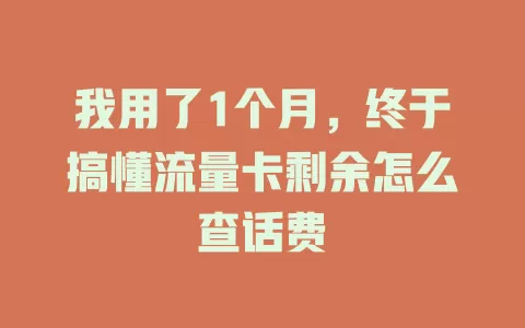 我用了1个月，终于搞懂流量卡剩余怎么查话费
