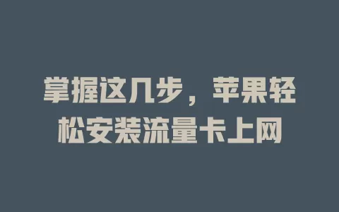 掌握这几步，苹果轻松安装流量卡上网