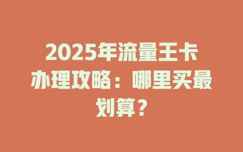 2025年流量王卡办理攻略：哪里买最划算？