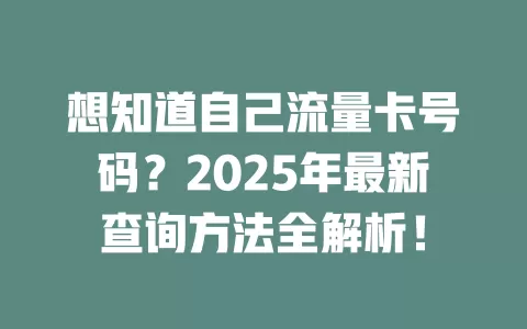 想知道自己流量卡号码？2025年最新查询方法全解析！
