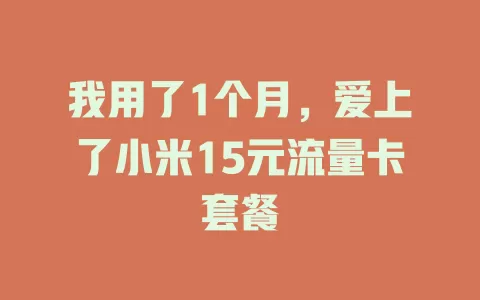 我用了1个月，爱上了小米15元流量卡套餐
