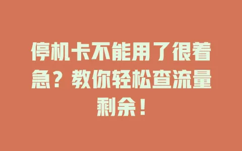 停机卡不能用了很着急？教你轻松查流量剩余！