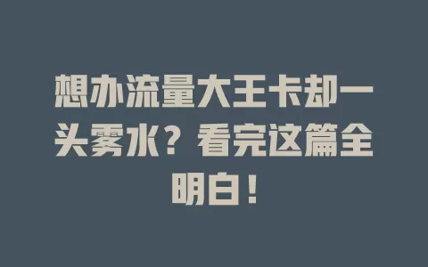 想办流量大王卡却一头雾水？看完这篇全明白！