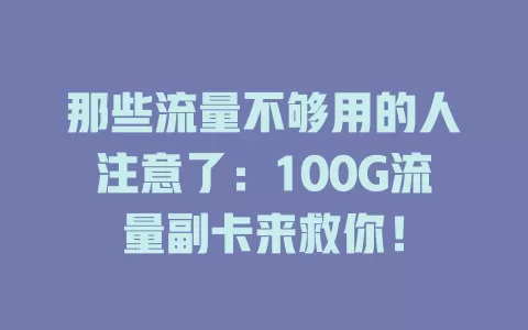 那些流量不够用的人注意了：100G流量副卡来救你！