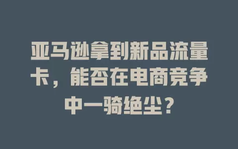 亚马逊拿到新品流量卡，能否在电商竞争中一骑绝尘？