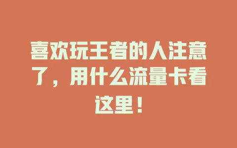 喜欢玩王者的人注意了，用什么流量卡看这里！
