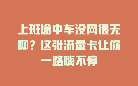 上班途中车没网很无聊？这张流量卡让你一路嗨不停