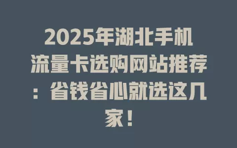 2025年湖北手机流量卡选购网站推荐：省钱省心就选这几家！