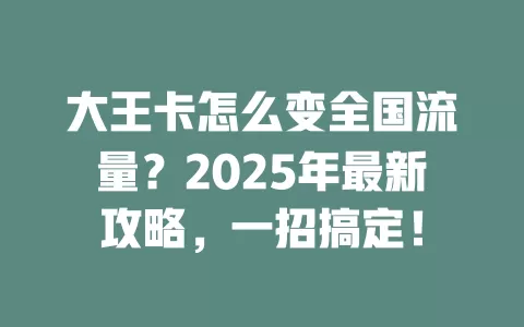 大王卡怎么变全国流量？2025年最新攻略，一招搞定！