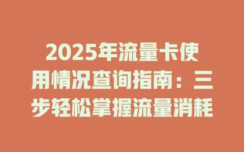 2025年流量卡使用情况查询指南：三步轻松掌握流量消耗