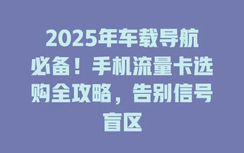2025年车载导航必备！手机流量卡选购全攻略，告别信号盲区