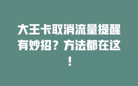 大王卡取消流量提醒有妙招？方法都在这！