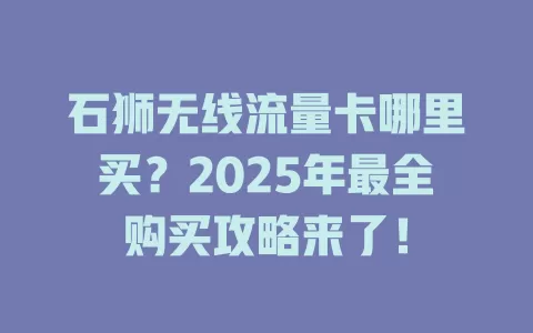 石狮无线流量卡哪里买？2025年最全购买攻略来了！