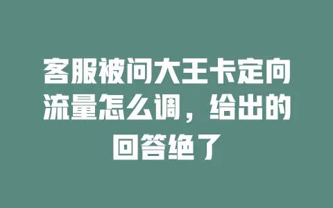 客服被问大王卡定向流量怎么调，给出的回答绝了