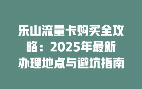 乐山流量卡购买全攻略：2025年最新办理地点与避坑指南