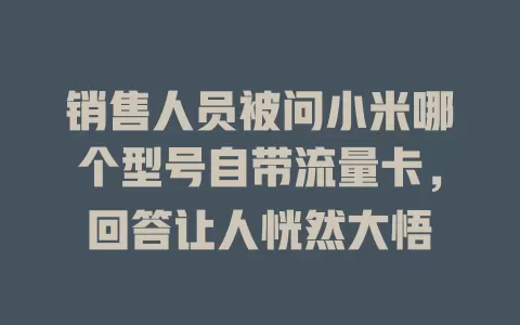 销售人员被问小米哪个型号自带流量卡，回答让人恍然大悟