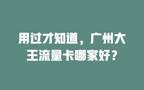 用过才知道，广州大王流量卡哪家好？