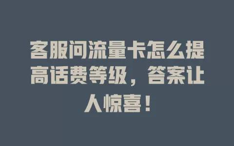 客服问流量卡怎么提高话费等级，答案让人惊喜！