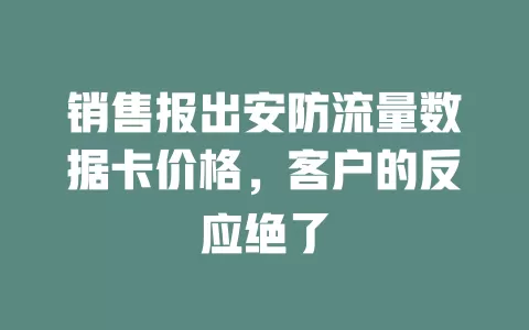销售报出安防流量数据卡价格，客户的反应绝了