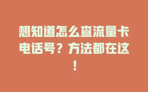 想知道怎么查流量卡电话号？方法都在这！