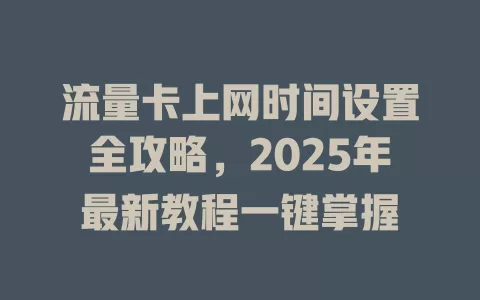 流量卡上网时间设置全攻略，2025年最新教程一键掌握