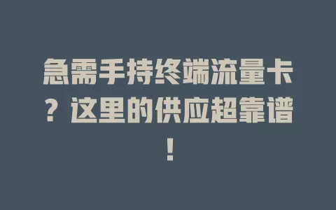 急需手持终端流量卡？这里的供应超靠谱！