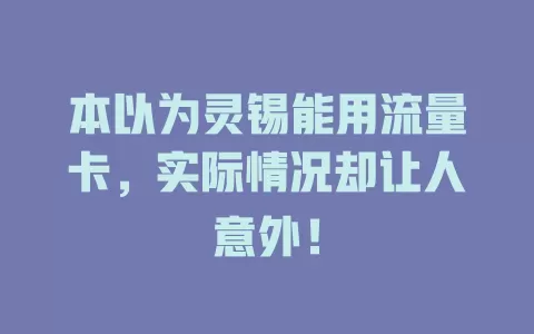 本以为灵锡能用流量卡，实际情况却让人意外！