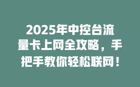 2025年中控台流量卡上网全攻略，手把手教你轻松联网！