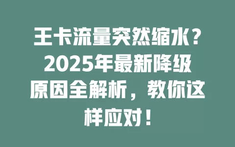 王卡流量突然缩水？2025年最新降级原因全解析，教你这样应对！