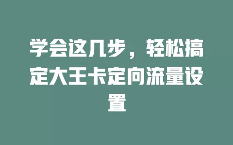 学会这几步，轻松搞定大王卡定向流量设置