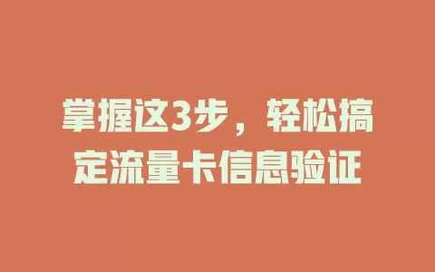 掌握这3步，轻松搞定流量卡信息验证
