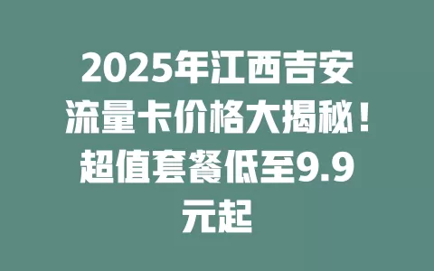 2025年江西吉安流量卡价格大揭秘!超值套餐低至9.9元起