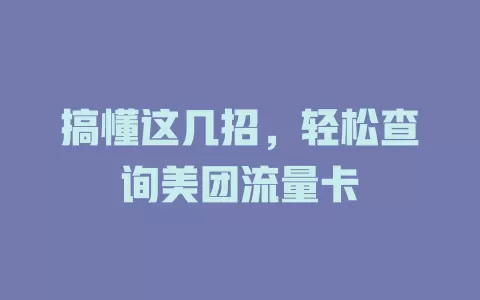 搞懂这几招，轻松查询美团流量卡