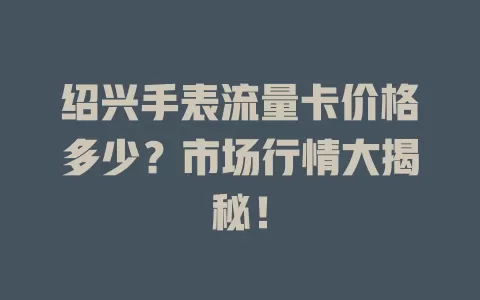 绍兴手表流量卡价格多少？市场行情大揭秘！