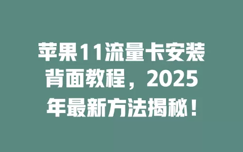 苹果11流量卡安装背面教程，2025年最新方法揭秘！