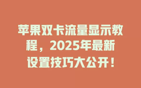苹果双卡流量显示教程，2025年最新设置技巧大公开！