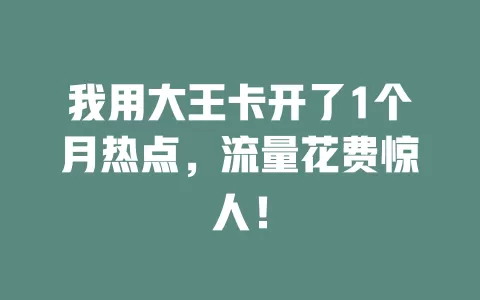我用大王卡开了1个月热点，流量花费惊人！