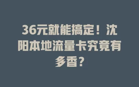 36元就能搞定！沈阳本地流量卡究竟有多香？