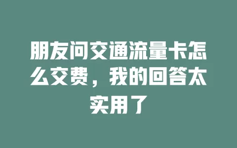 朋友问交通流量卡怎么交费，我的回答太实用了