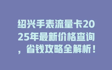 绍兴手表流量卡2025年最新价格查询，省钱攻略全解析！