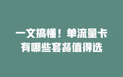 一文搞懂！单流量卡有哪些套餐值得选