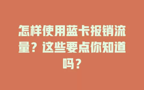怎样使用蓝卡报销流量？这些要点你知道吗？