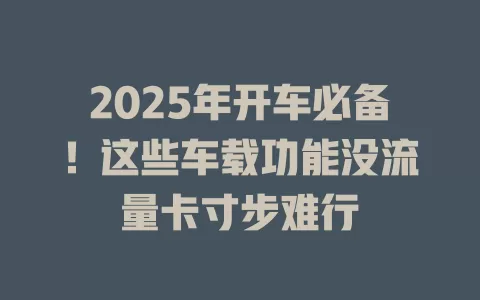 2025年开车必备！这些车载功能没流量卡寸步难行