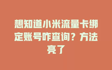 想知道小米流量卡绑定账号咋查询？方法亮了