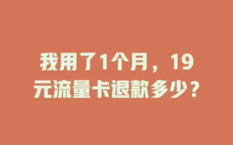 我用了1个月，19元流量卡退款多少？