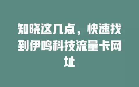 知晓这几点，快速找到伊鸣科技流量卡网址