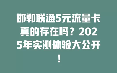 邯郸联通5元流量卡真的存在吗？2025年实测体验大公开！
